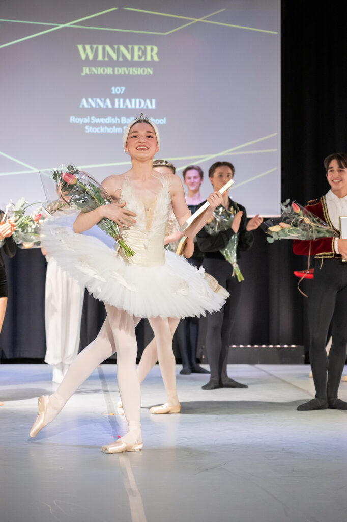 1# place and the winner of the Junior Division of Prix du Nord 2023: 107 Anna Haidai, 14 years old Royal Swedish Ballet School, Stockholm Sweden.